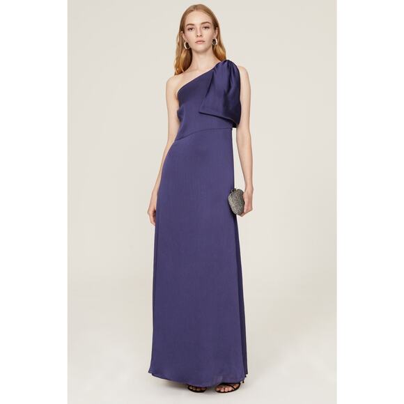 Sachin & Babi Chelsea Navy Blue Bow One Shoulder Sleeveless Formal Gown Size 2 - Picture 1 of 16
